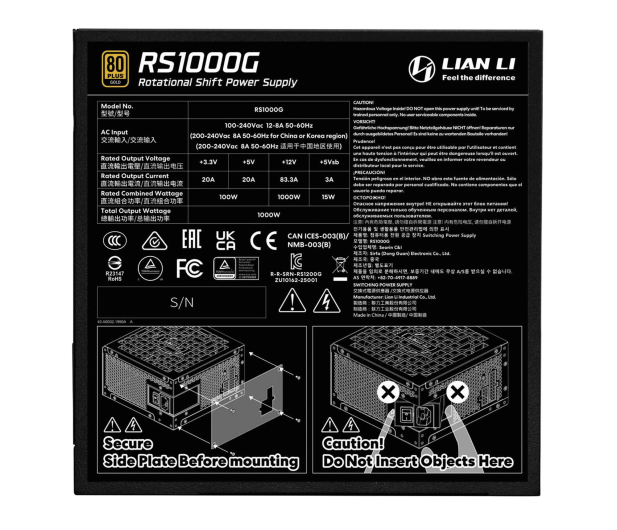 Lian Li RS Series 1000W 80 Plus Gold ATX 3.1 - 1476702 - zdjęcie 4